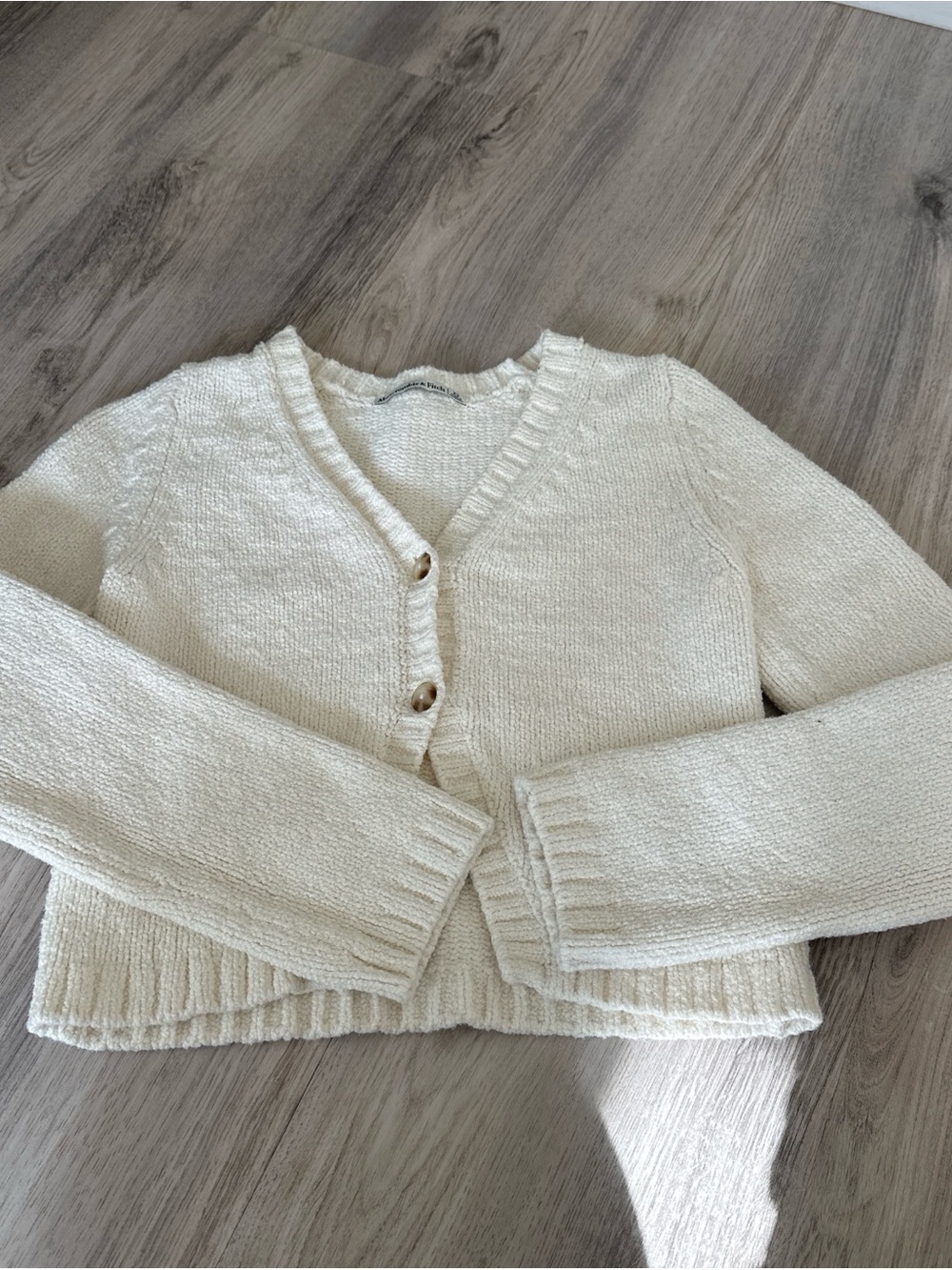 Abercrombie & Fitch Cream V-Neck Knit Cardigan